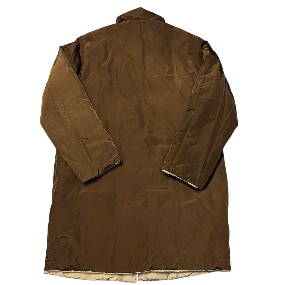 Max Mara Weekend Reversible Long Down Puffer Coat Tan & Mocha Brown Women's 10 - Picture 4 of 11